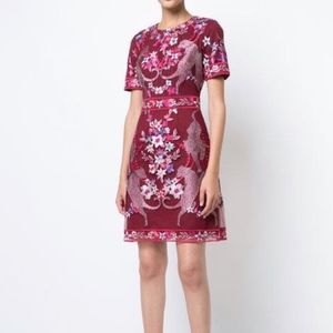 Marchesa Notte Short Sleeve Embroidered Dress NWT